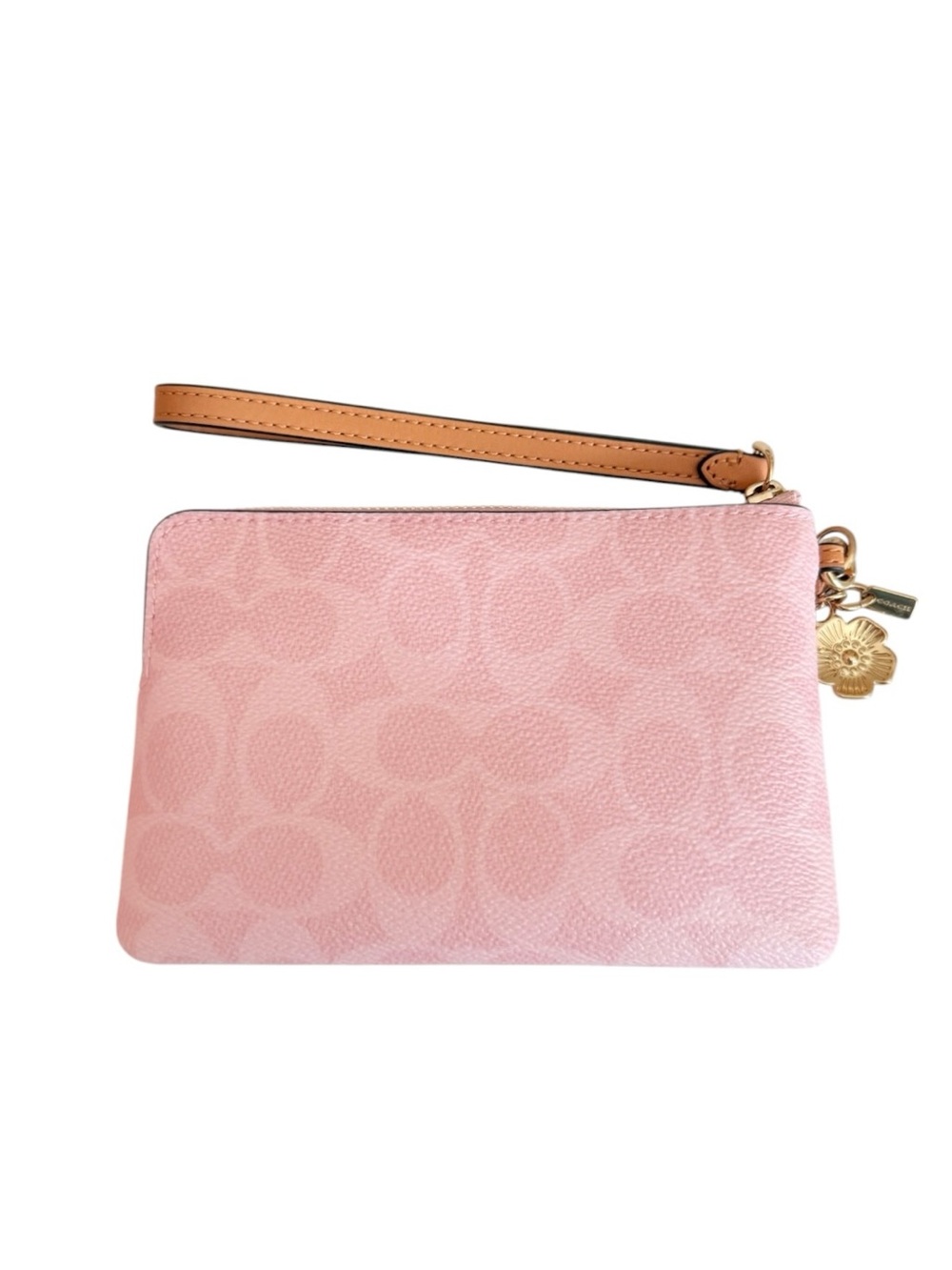 Coach Wristlet Pink Signature Canvas With Charms Corner Zip - Picture 10 of 11